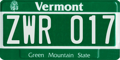 VT license plate ZWR017