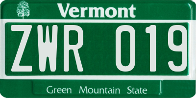 VT license plate ZWR019