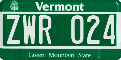 VT license plate ZWR024