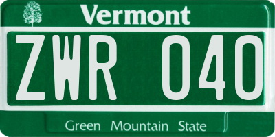 VT license plate ZWR040