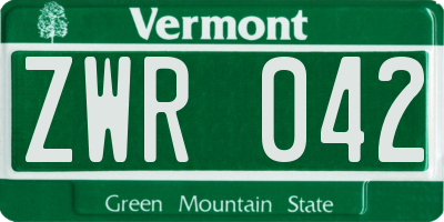 VT license plate ZWR042