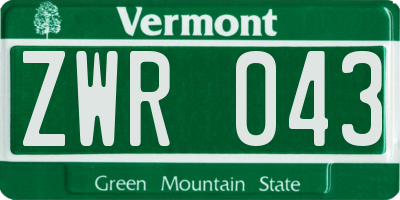 VT license plate ZWR043