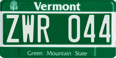 VT license plate ZWR044