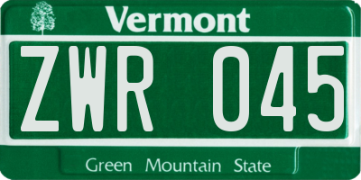 VT license plate ZWR045