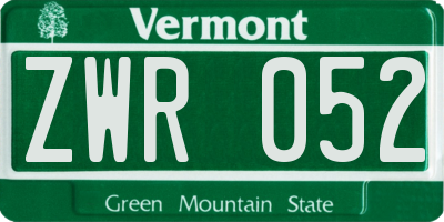 VT license plate ZWR052