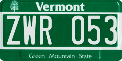 VT license plate ZWR053