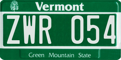 VT license plate ZWR054