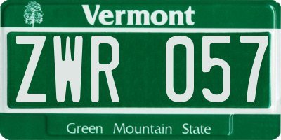 VT license plate ZWR057