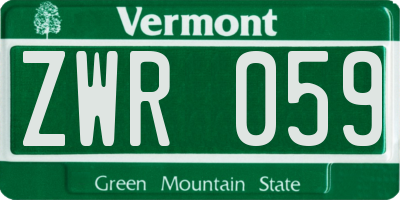 VT license plate ZWR059