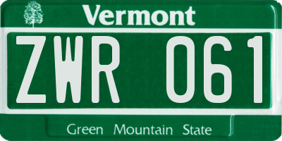 VT license plate ZWR061