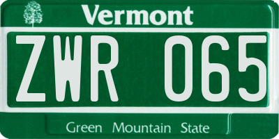 VT license plate ZWR065