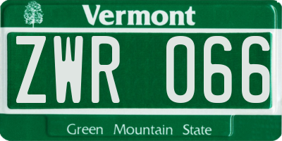 VT license plate ZWR066