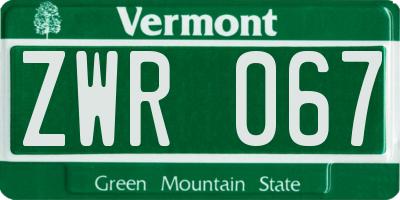 VT license plate ZWR067