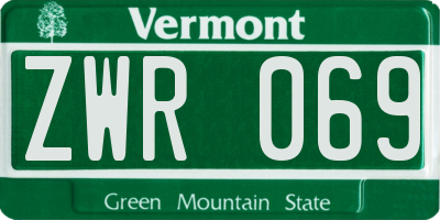 VT license plate ZWR069