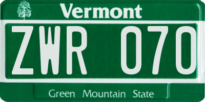 VT license plate ZWR070