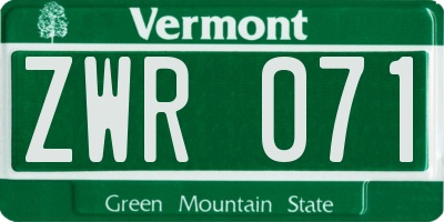 VT license plate ZWR071