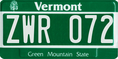 VT license plate ZWR072