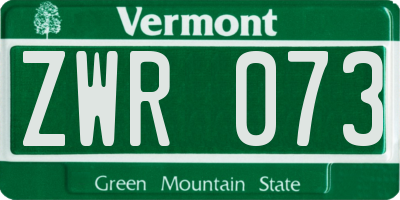 VT license plate ZWR073
