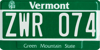 VT license plate ZWR074