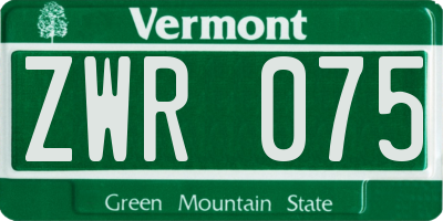 VT license plate ZWR075