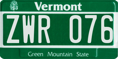 VT license plate ZWR076