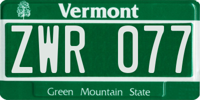 VT license plate ZWR077