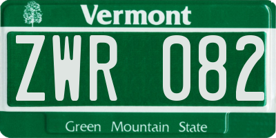 VT license plate ZWR082