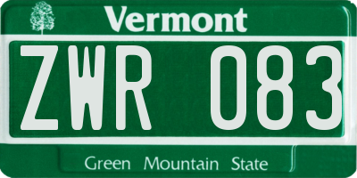 VT license plate ZWR083