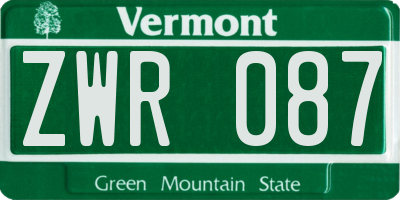 VT license plate ZWR087