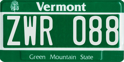 VT license plate ZWR088