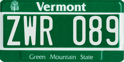 VT license plate ZWR089