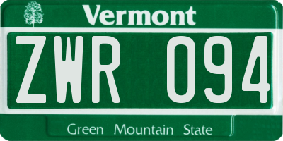 VT license plate ZWR094