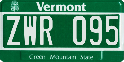 VT license plate ZWR095