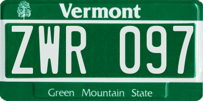VT license plate ZWR097
