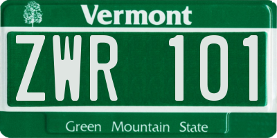 VT license plate ZWR101