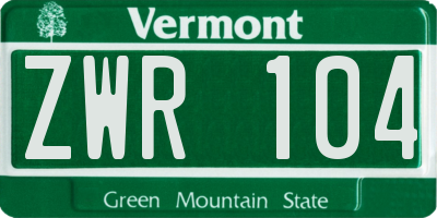VT license plate ZWR104