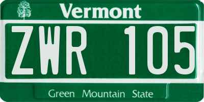 VT license plate ZWR105