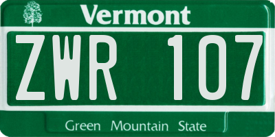 VT license plate ZWR107