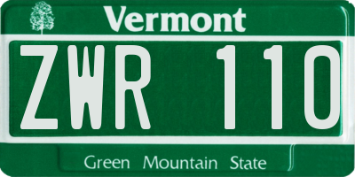 VT license plate ZWR110