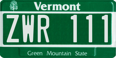 VT license plate ZWR111