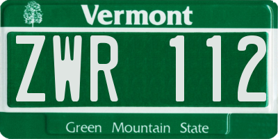 VT license plate ZWR112