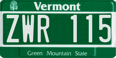 VT license plate ZWR115