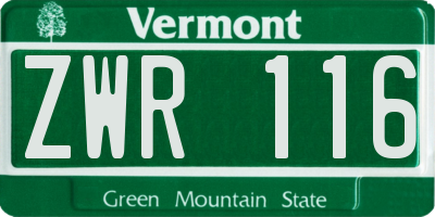 VT license plate ZWR116