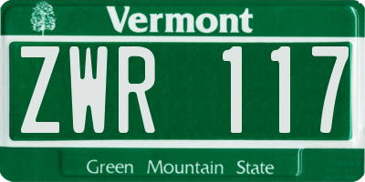 VT license plate ZWR117