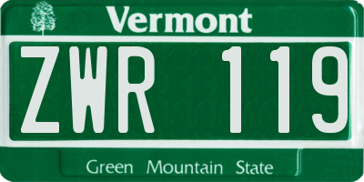 VT license plate ZWR119