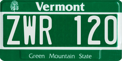 VT license plate ZWR120