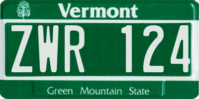 VT license plate ZWR124