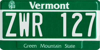 VT license plate ZWR127