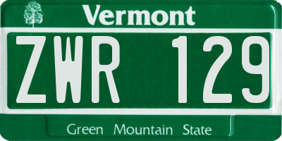 VT license plate ZWR129
