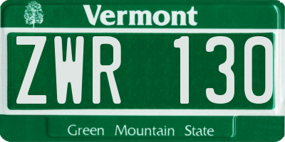VT license plate ZWR130